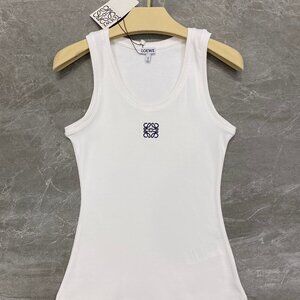 LOEWE Cropped embroidered ribbed stretch-cotton jersey tank